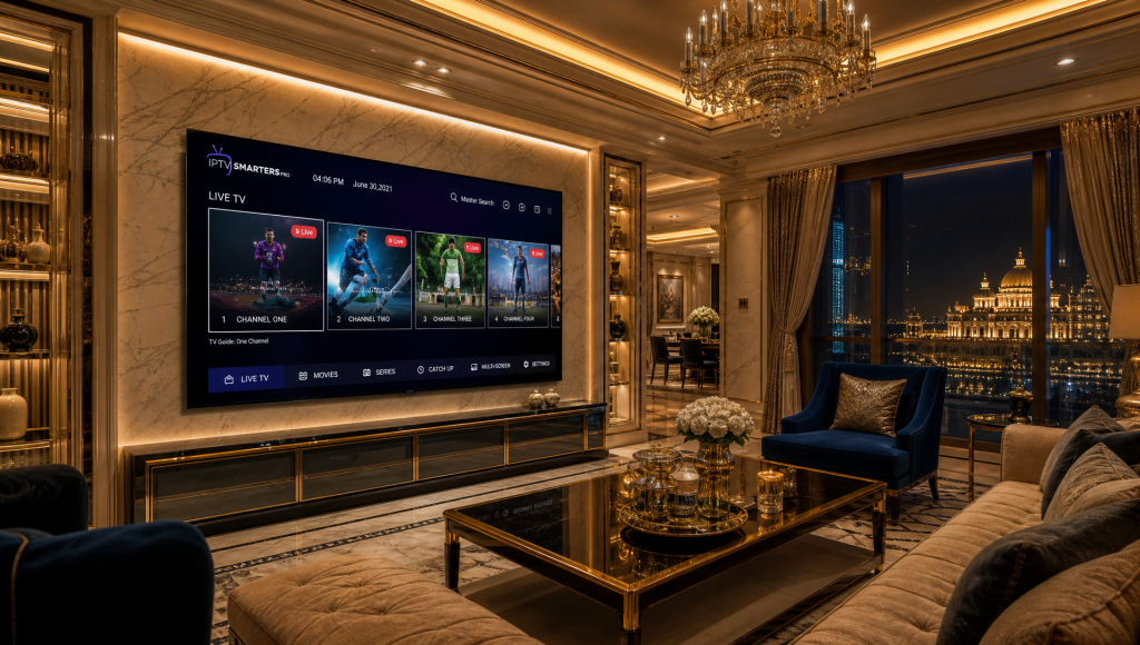 أنظمة IPTV للفنادق والفلل والقصور - غرفة فاخرة بشاشة ذكية